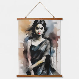 Indiaas meisje in sari hangend wandkleed