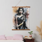 Indiaas meisje in sari hangend wandkleed (Slaapkamer)