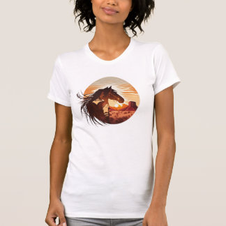 Indiaas moederdier met paard op de woestijn t-shirt