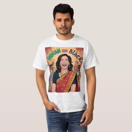 Indiaas of zwart | Kamala Harris T-shirt (Voorkant volledig)