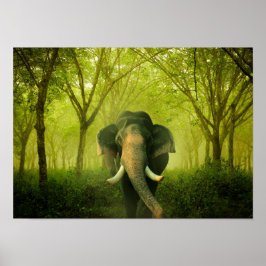 Indiaas olifant verouderend groot zoogdiergroen bo poster