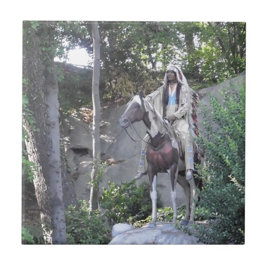 Indiaas opperhoofd met paard tegeltje (Voorkant)