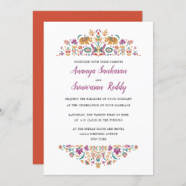 Indiaas Oranje bruiloft met olifant Kaart