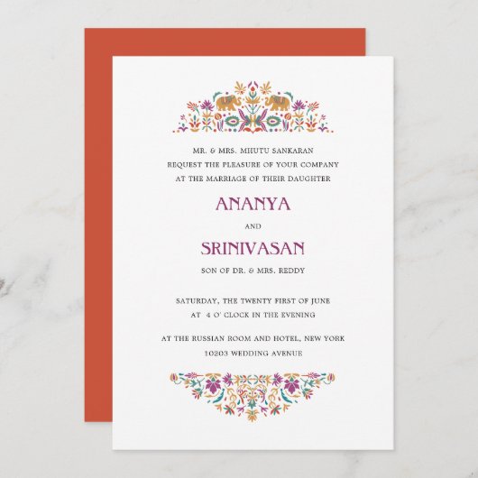 Indiaas Oranje olifantenhuwelijk Kaart (Voorkant / Achterkant)