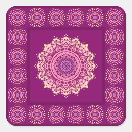 Indiaas ornament vierkante sticker (Voorkant)