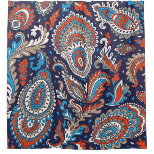 Indiaas Paisley medaillon etnisch patroon. Douchegordijn