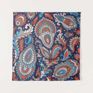 Indiaas Paisley medaillon etnisch patroon. Wandkleed