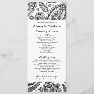 Indiaas Paisley Wedding Programme Programmakaart