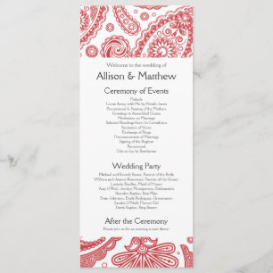 Indiaas Paisley Wedding Programme Programmakaart