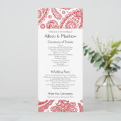 Indiaas Paisley Wedding Programme Programmakaart (Staand voorkant)