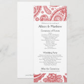 Indiaas Paisley Wedding Programme Programmakaart (Voorkant / Achterkant)