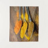 Indiaas Restaurant Aziatische specerijen op lepels Wandkleed (Voorkant)