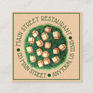 Indiaas restaurant Dish Saag Paneer Vierkante Visitekaartje