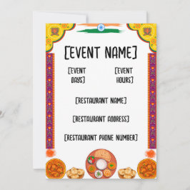 Indiaas restaurant en inauguratie kaart