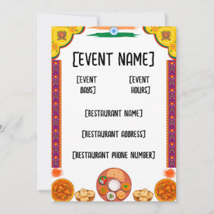 Indiaas restaurant en inauguratie kaart