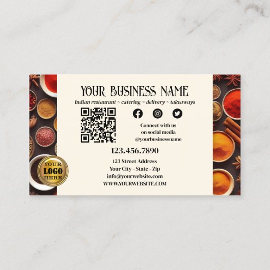 Indiaas restaurant QR Code Foto Sociale Media Visitekaartje (Achterkant)