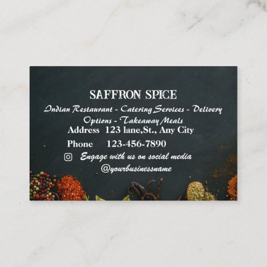 Indiaas restaurant Visitekaartje (Achterkant)