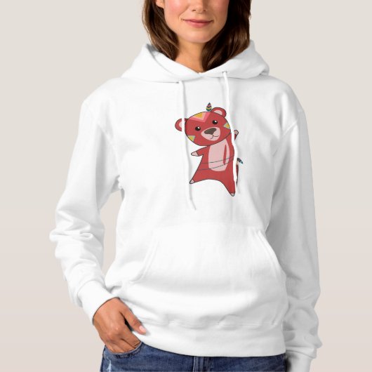 Indiaas Rode Beer die Teddy Feather afblaast Hoodie (Voorkant)