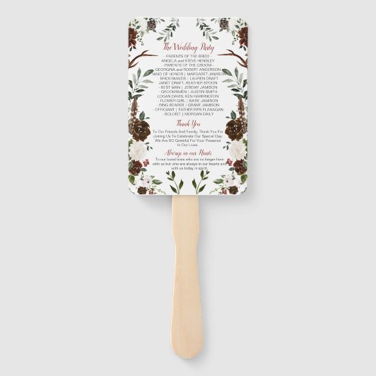 Indiaas rood bos groen boho rustiek gewei handwaaier (Achterkant)