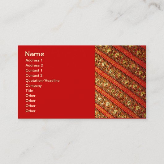  Indiaas rood goud & zijde bloemmotief Visitekaartje (Voorkant)