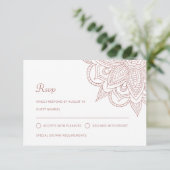 Indiaas Roos Gold Mehndi Hindu Wedding RSVP Kaartje (Staand voorkant)