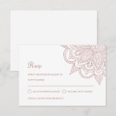 Indiaas Roos Gold Mehndi Hindu Wedding RSVP Kaartje (Voorkant / Achterkant)