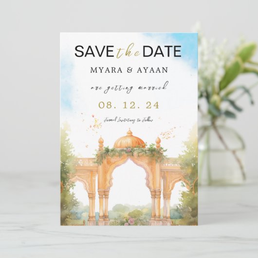 Indiaas Save the Date sjabloon Hindu bewaar de dat (Staand voorkant)