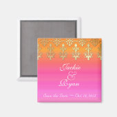 Indiaas Save the Date Wedding Pink Gold Oranje Magneet (Voorkant / Achterkant)