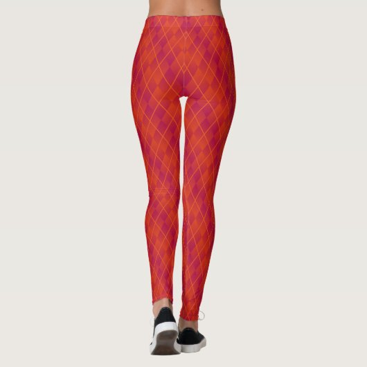 Indiaas Sinaasappel en Violet Argyle Leggings (Achterkant)