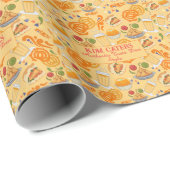 Indiaas Street Food Pattern Kleurrijke Feestelijke Cadeaupapier (Rol Hoek)