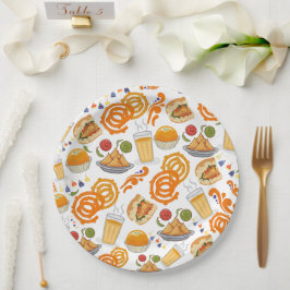 Indiaas Street Food Pattern Kleurrijke Feestelijke Papieren Bordje
