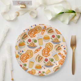 Indiaas Street Food Pattern Kleurrijke Feestelijke Papieren Bordje