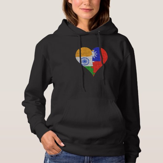 Indiaas Taiwanees vlaggenhart Hoodie (Voorkant)