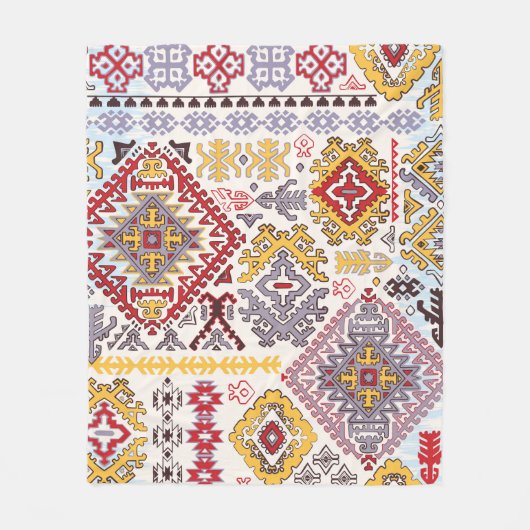 Indiaas tapijt, paisley mandala, yoga fleece deken (Voorkant)