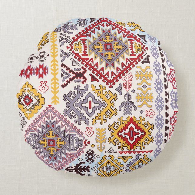 Indiaas tapijt, paisley mandala, yoga rond kussen (Voorkant)