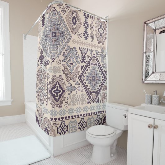 Indiaas tapijt: tribal ornament. douchegordijn (In situ)