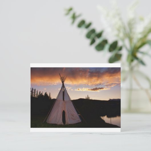 Indiaas Teepee Sunset-landschap Briefkaart (Staand voorkant)