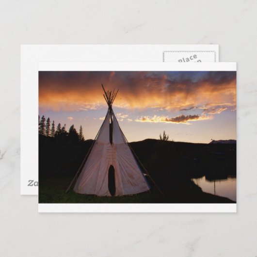 Indiaas Teepee Sunset-landschap Briefkaart (Voorkant / Achterkant)