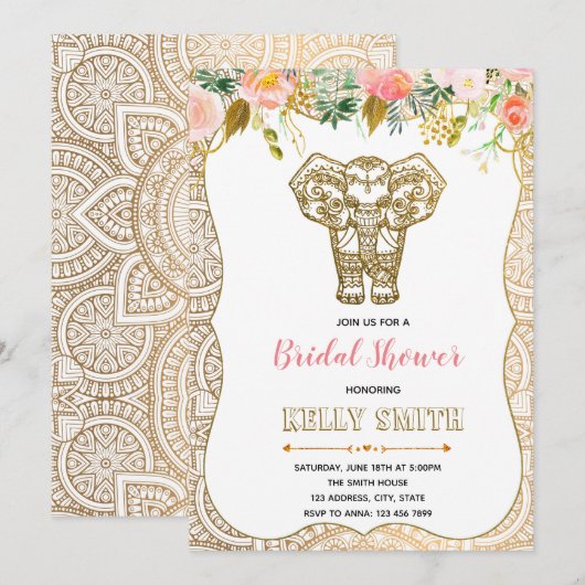 Indiaas thema vrijgezellenfeest feestuitnodiging kaart (Voorkant / Achterkant)