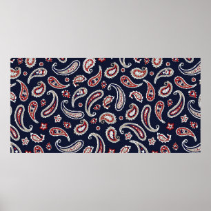 Indiaas traditioneel paisleypatroon voor de marine poster