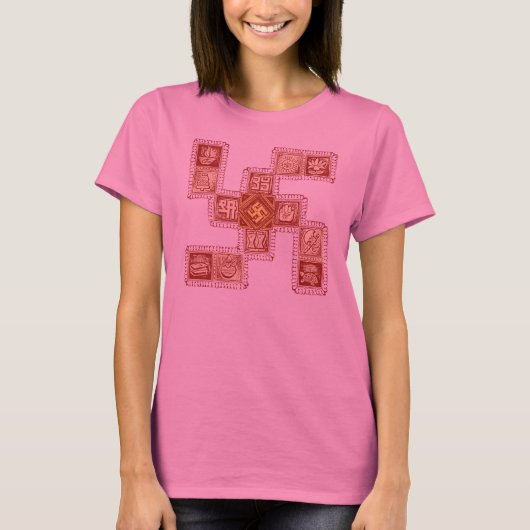 Indiaas traditioneel Swastika T-shirt (Voorkant)