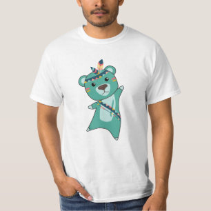 Indiaas Turquoise Beer Carnival Teddy Feather T-shirt