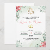 Indiaas Verloving Uitnodiging Kaart, Ring Ceremoni (Voorkant / Achterkant)