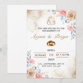 Indiaas Verloving Uitnodiging Kaart, Ring Ceremoni (Voorkant / Achterkant)