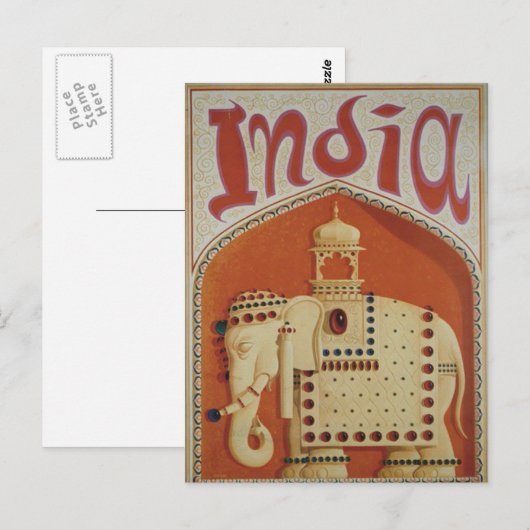 Indiaas vintonijnreis briefkaart (Voorkant / Achterkant)