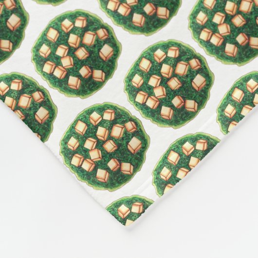 Indiaas voedselblad Saag Paneer Spinach Kaas Fleece Deken (Hoek)