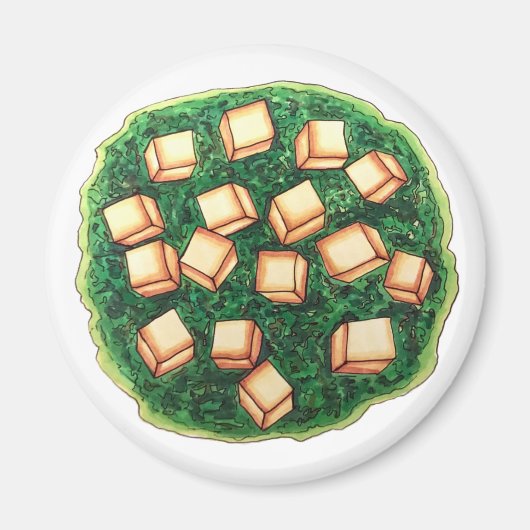 Indiaas voedselblad Saag Paneer Spinach Kaas Magneet (Voorkant)