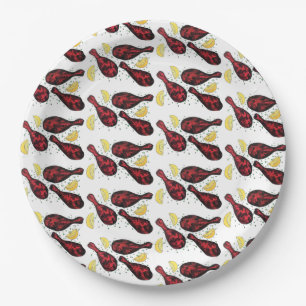 Indiaas voedseltandoorkoken Tandoori Chicken Papieren Bordje