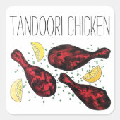 Indiaas voedseltandoorkoken Tandoori Chicken Vierkante Sticker (Voorkant)