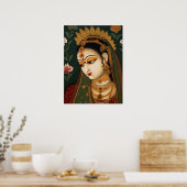  Indiaas vrouwelijk portret Pichwai Painting Poster (Keuken)